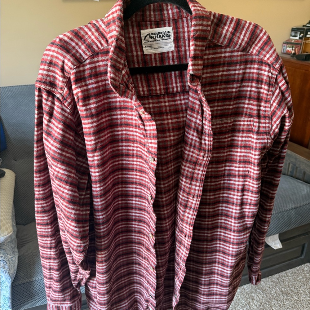 Mountain Khakis Red and White Casual Button Down Shirt